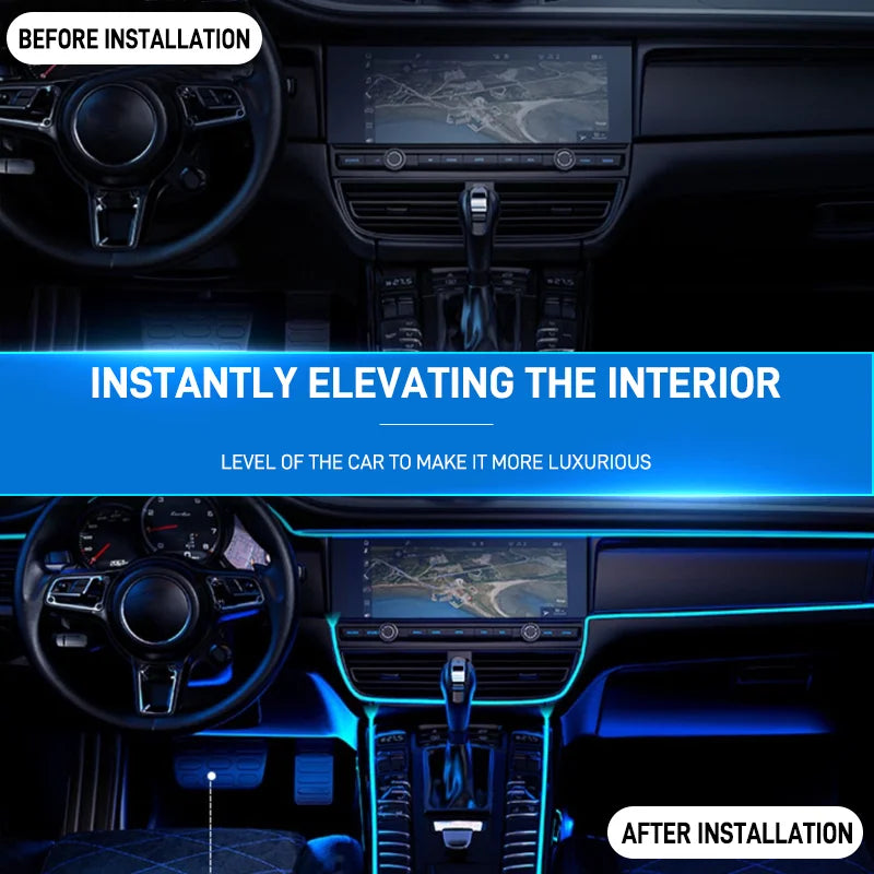 1M/3M/5M Car Interior Led Decorative Lamp EL Wiring Neon Strip For Auto DIY Flexible Ambient Light USB Party Atmosphere Diode