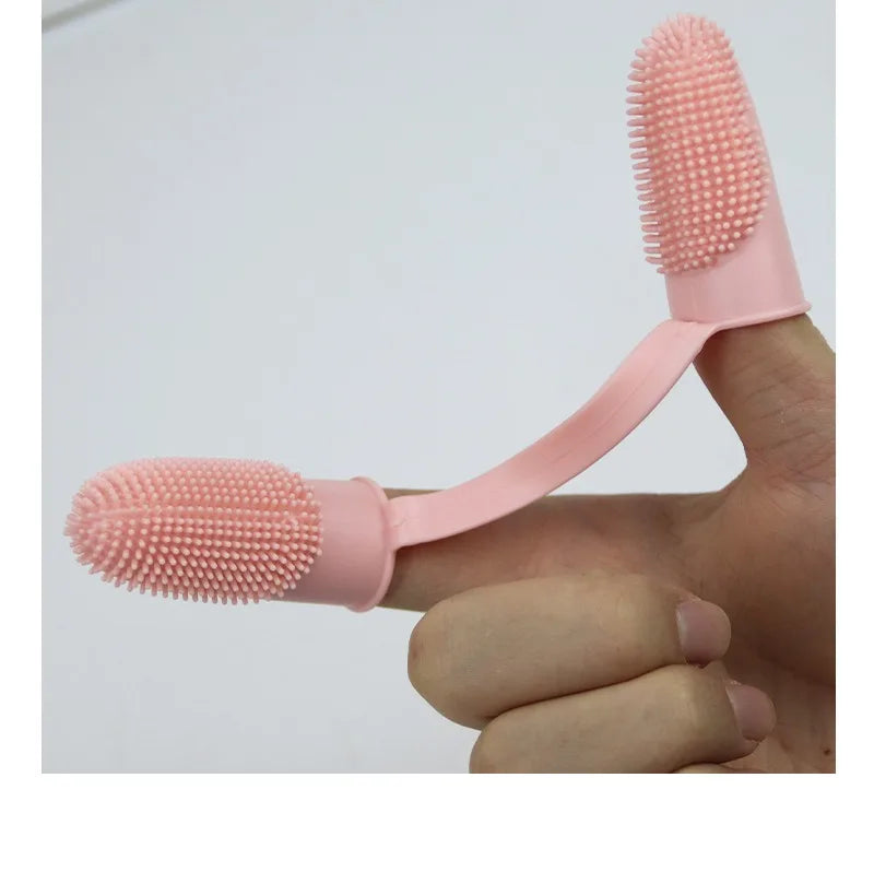 Dual Finger Set Pet Toothbrush Oral Cleaning Dog Flexible Durable Suppleness Toothbrush Safe Non-toxic Easy Clean Pet Products