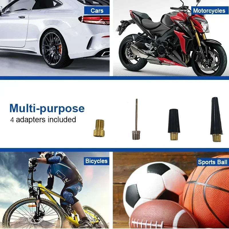 Portable Electric Tire Inflator 150PSI Mini Air Pump with Rechargeable Battery for Cars Motorcycles Bicycles and SportsEquipment