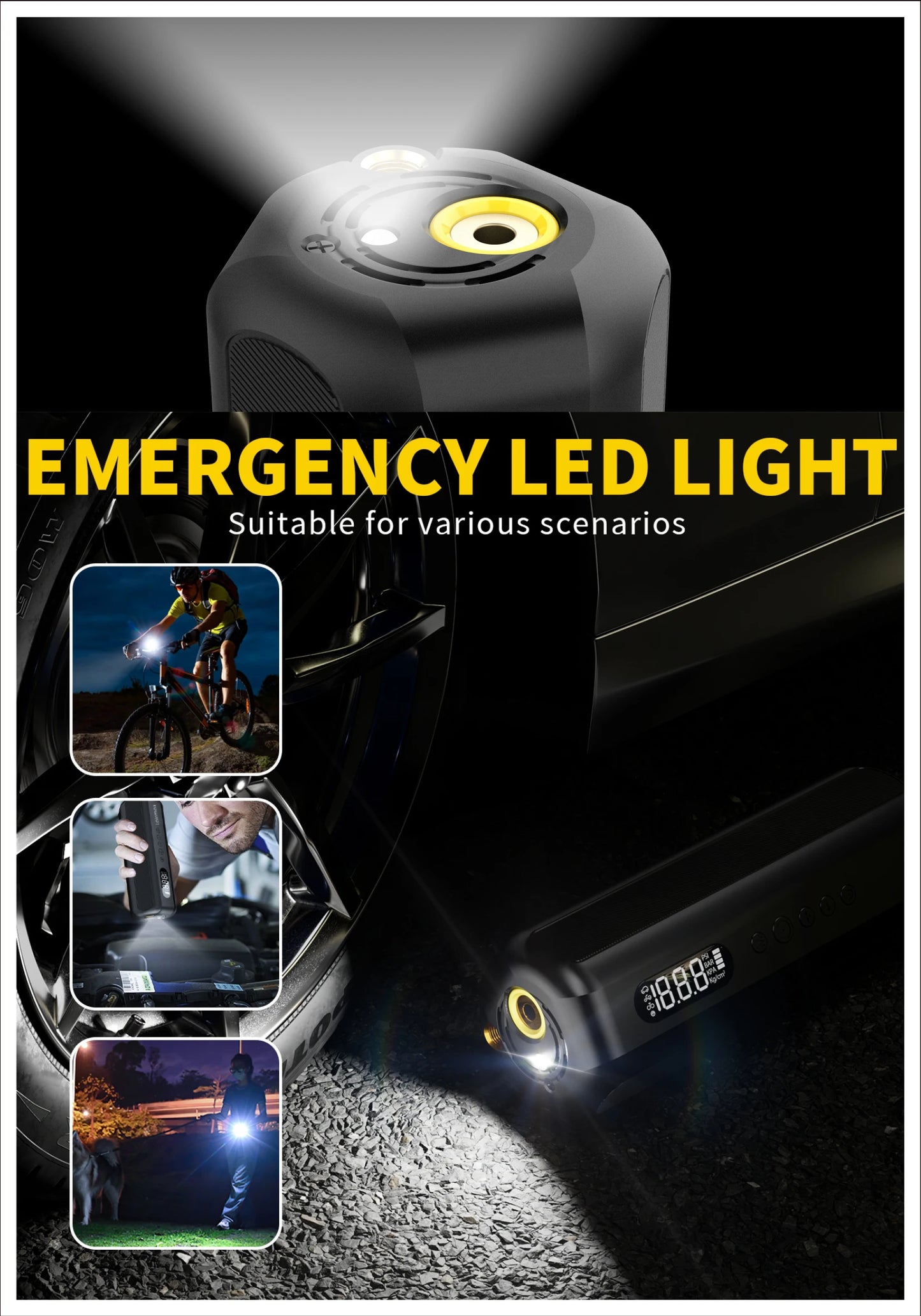 150PSI/19Cylinder Portable Air Pump, Electric Tie Inflator with Digital Pressure Gauge, Fast Inflation for Car Tires,Bikes,Balls