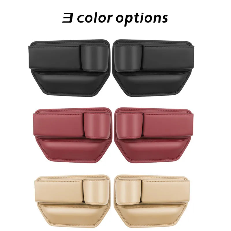 Leather Car Seat Gap Organizer – Multifunction Console Side Storage Box with Cup Holder