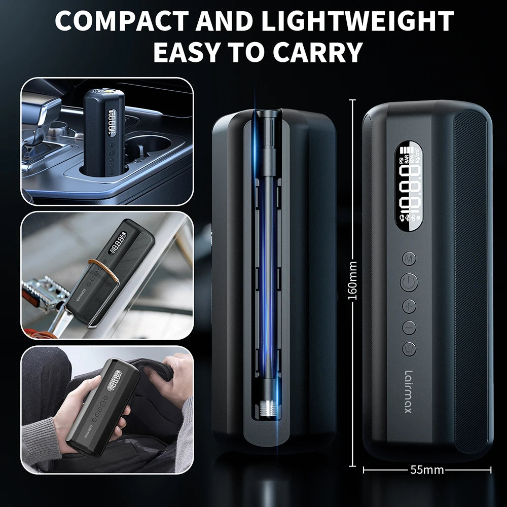 150PSI/19Cylinder Portable Air Pump, Electric Tie Inflator with Digital Pressure Gauge, Fast Inflation for Car Tires,Bikes,Balls