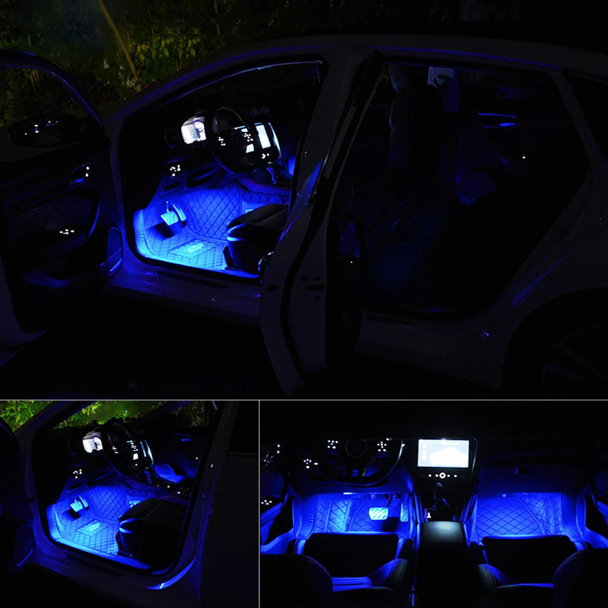 LED Car Interior Ambient Foot Strip Light Kit Accessories Backlight Auto Interior Ambient Lamps with LED Pink Light