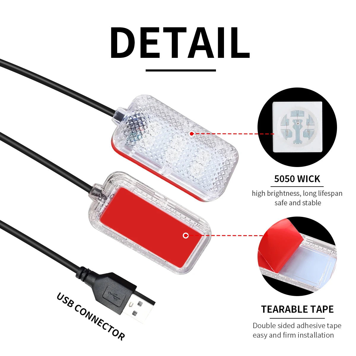 LED Car Interior Ambient Foot Strip Light Kit Accessories Backlight Auto Interior Ambient Lamps with LED Pink Light