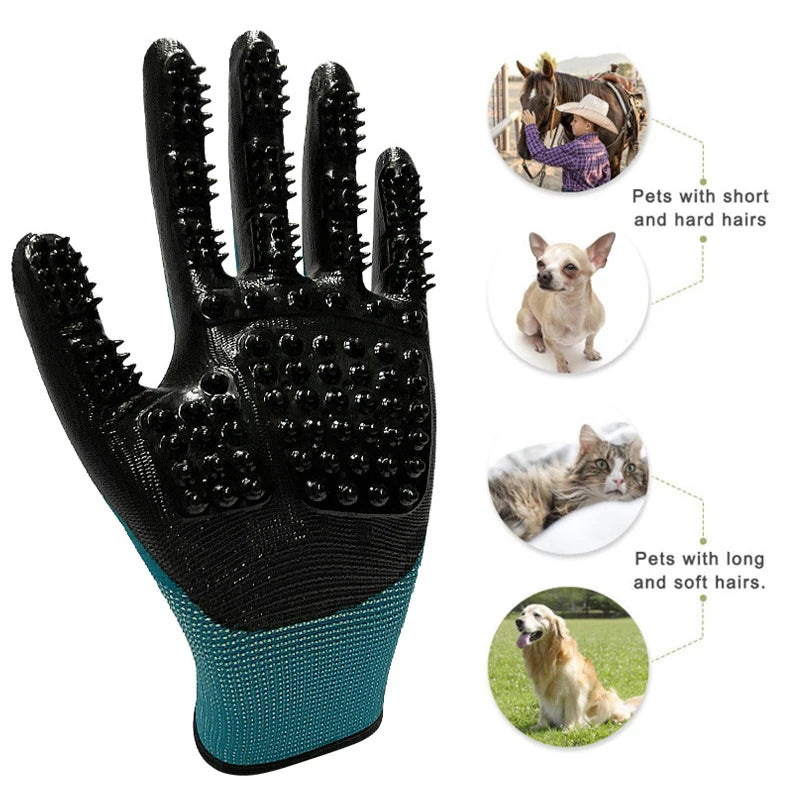 One Pair Hair Grooming Glove For Pet Dog Cat Bathing Silicone Massage Brush Dipping Gumming Rubber Gloves Dog Deshedding Comb