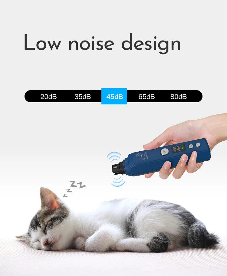 Professional Dog Nail Grinder Electric Pet Nail Trimmer Painless Paws Grooming Machine for Small Medium Large Dog Cats Low Noise