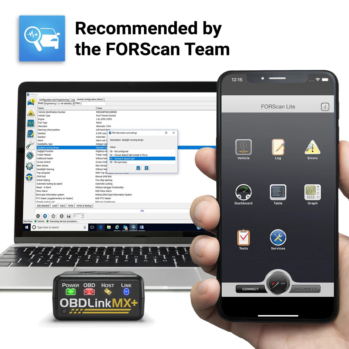 OBDLink MX PLUS OBD2 Scanner Diagnostic Scan Tool for iOS Android, Kindle Fire or Windows Device