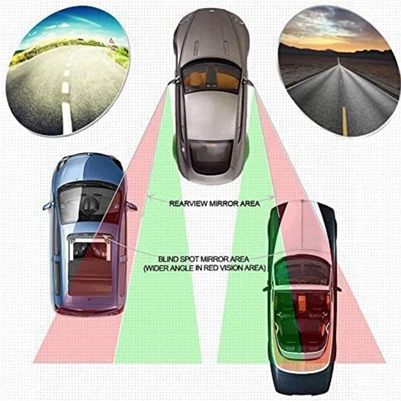 Blind Spot Mirror Glass Convex Lens Frameless Adjustable Blind Spot Mirror for Universal Vehicles Car Stick-on Design