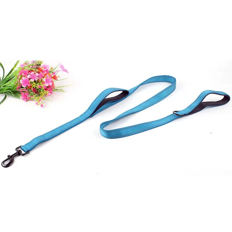 Dog Leashes Outdoor Travel Dog Training Chain Heavy Duty Double Handle Lead for Greater Control Safety Training Dual Handle