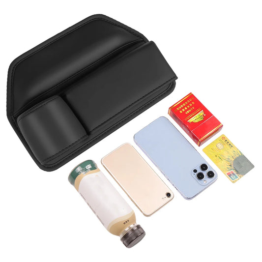 Leather Car Seat Gap Organizer – Multifunction Console Side Storage Box with Cup Holder